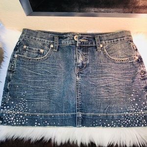 Denim Rhinestone accented Skirt